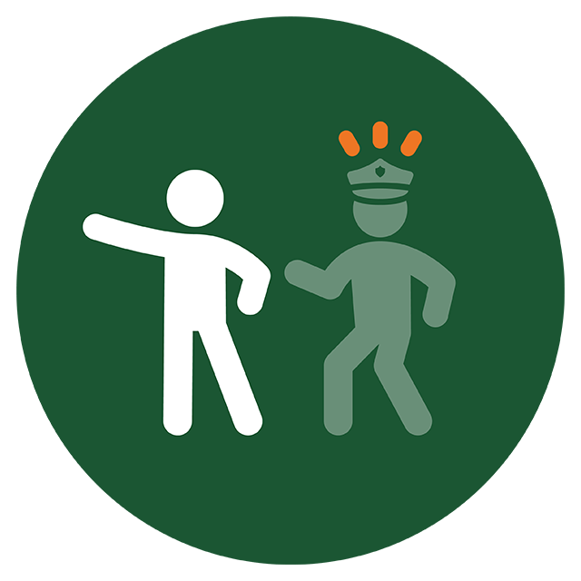 Icon depicting a Person Attracting the Attention of a Police Officer or Authority Figure