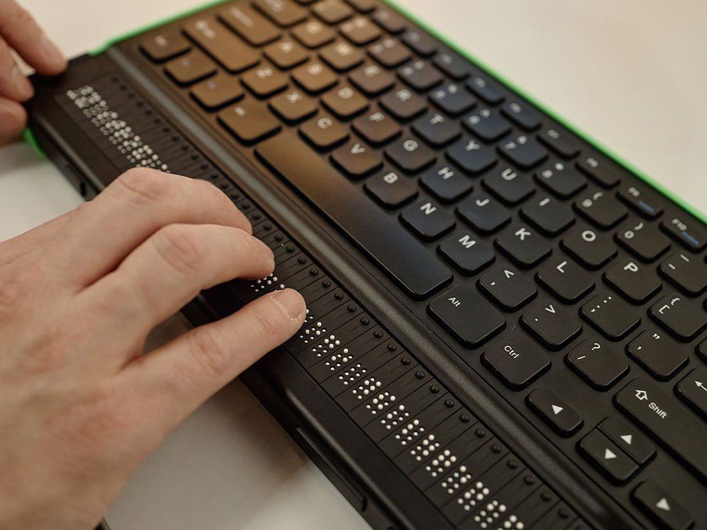 Person using assistive keyboard