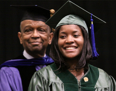 Delonia Wiggins, first FAMU female Ph.D. in Physics graduate 2010 and Dr. Joseph A. Johnson