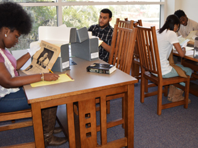 student conducting research