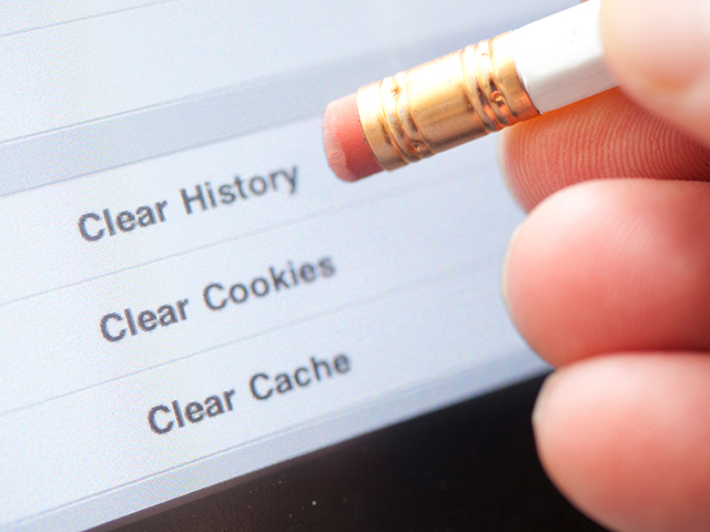 A Screen Showing Clear History, Cookies, and Cache