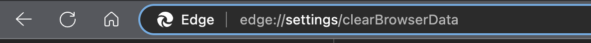 Microsoft Edge Address bar showing the url: edge://settings/clearBrowserData
