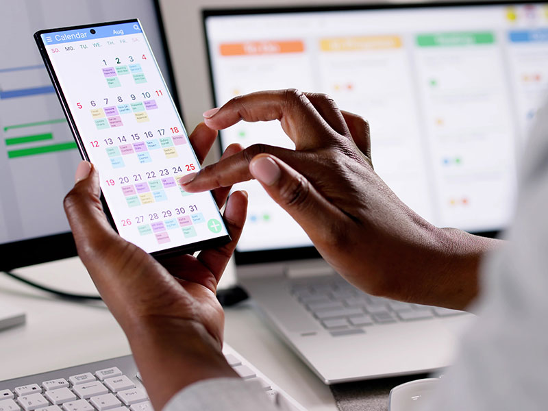User looking at a calendar on their phone
