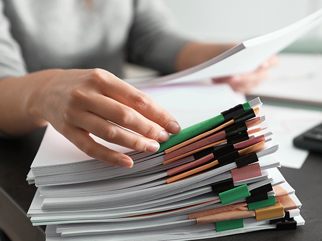 stack of paper documents