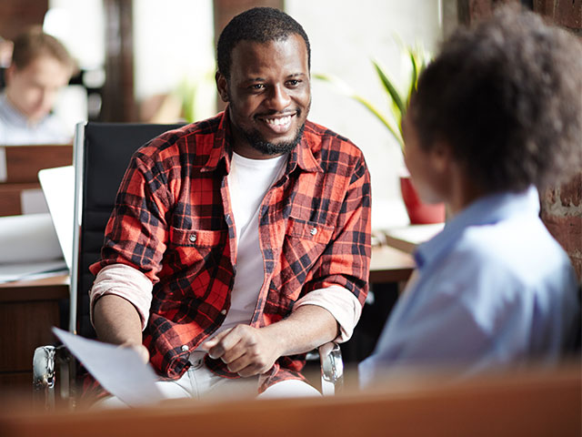 Man interviewing candidate for job