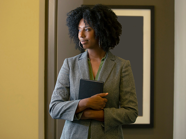 Woman holding a book