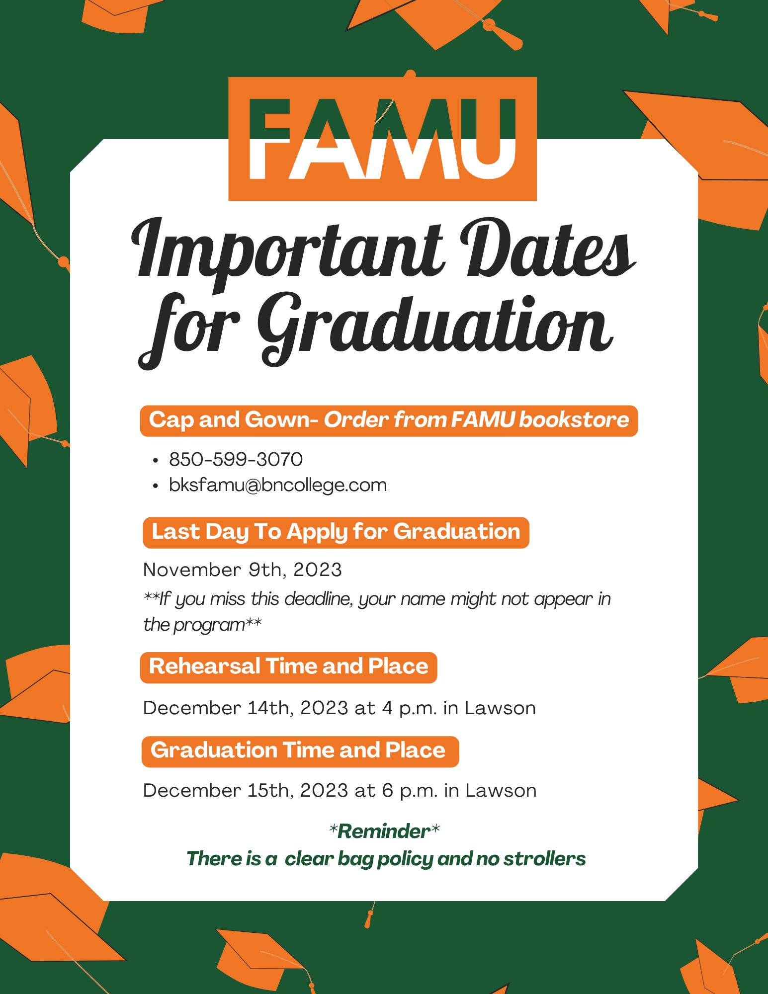Clear Bag Policy for Commencement - FAMU Forward