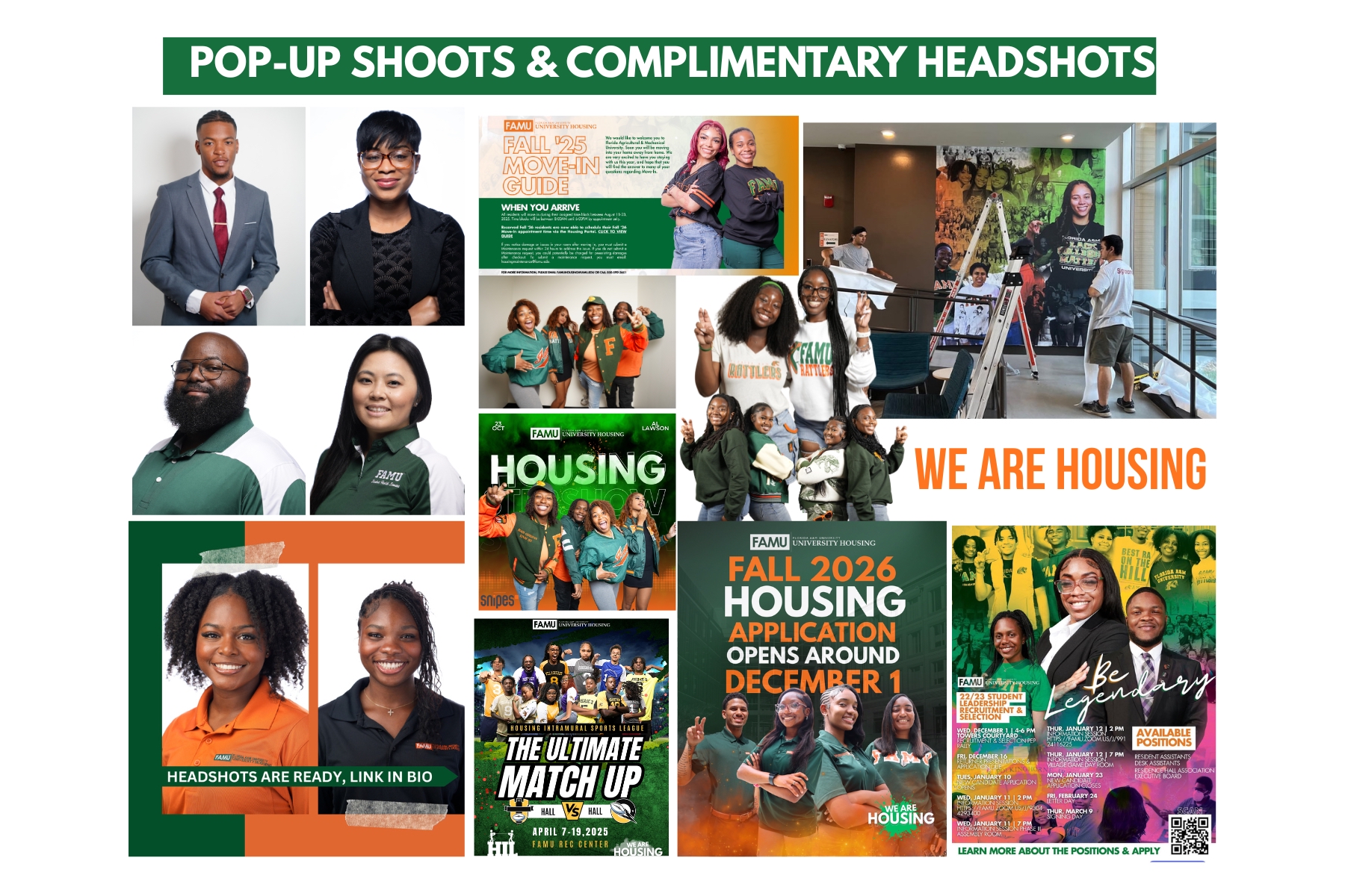 graphic collage of photos and professional students