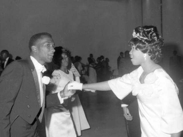 (1967) Miss FAMU, Diane Spratling (later Bargman), at ball dancing with escort Herbert Smith.