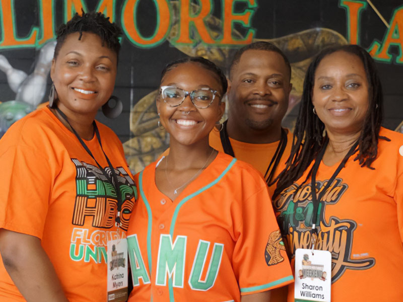 Young Rattler with her family on Parents Weekend at the FAMU bowling alley